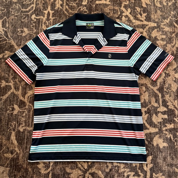 Izod Other - Izod Men's Polo Shirt - Navy, Red, Light Blue Stripes